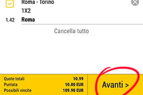 Conferma giocata app bwin