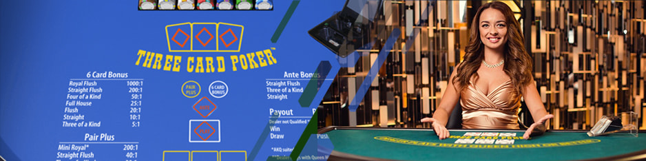 Un tavolo per 3 Card Poker e una croupier