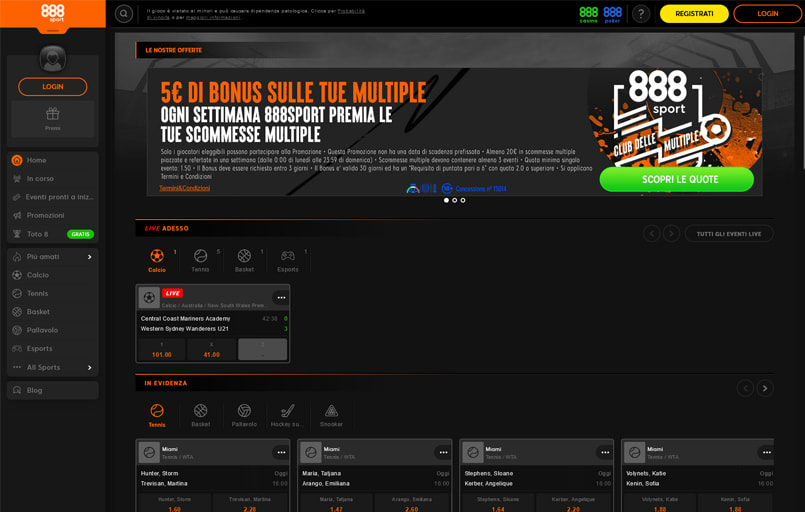 Homepage di 888sport