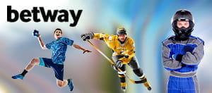 Atleti di diverse discipline sportive in azione e il logo di Betway