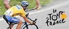 Lance Armstrong in maglia gialla e il logo del Tour de France