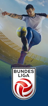 Un calciatore in azione e il logo dell'Austria Bundesliga