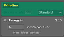 Inserimento puntata Bet365