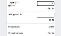 Lo screenshot della conferma della giocata di Betfair