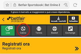 Scelta sport app Betfair