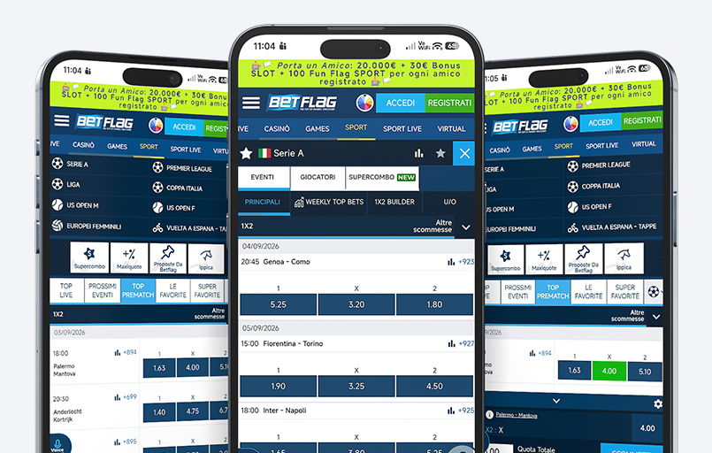 Homepage di betflag e la pagina da cui partire per scommettere 