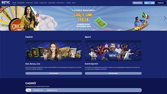 La home page di Betic
