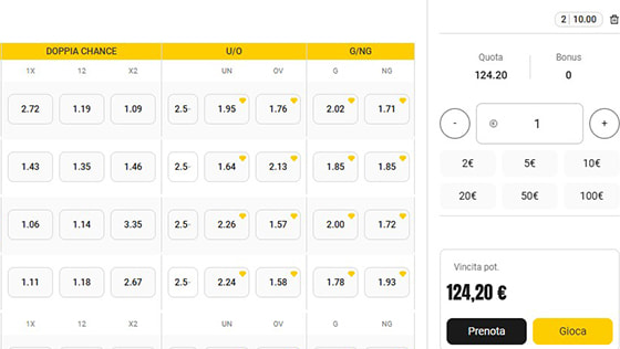 L'inserimento dell'importo e la conferma della giocata su Betzone
