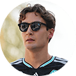 Un'immagine del pilota britannico George Russell