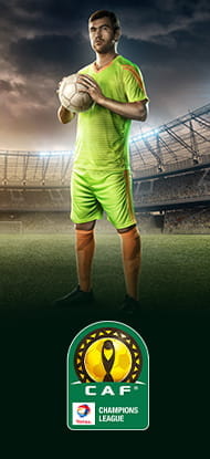 Un giocatore di calcio e il logo della CAF Champions League