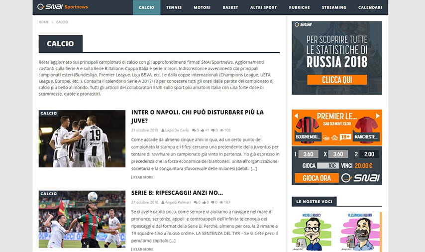 Il blog di notizie di calcio di SNAI