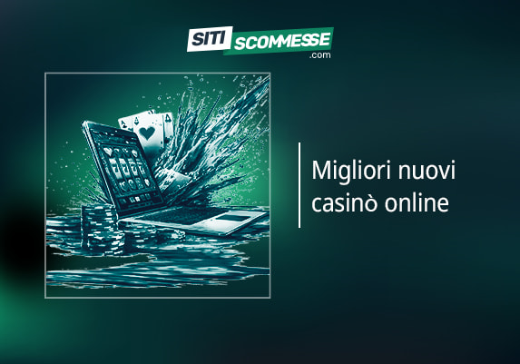 Il logo di sitiscommesse.com, la scritta Migliori nuovi casinò online e delle immagini relative al casinò