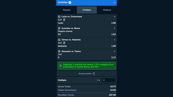 inserire l'importo e confermare la giocata