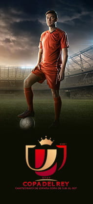 Un calciatore e il logo della Copa del Rey