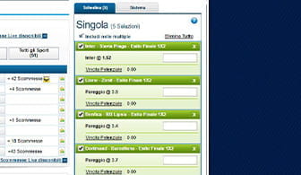 La schedina scommesse di un bookmaker Diners