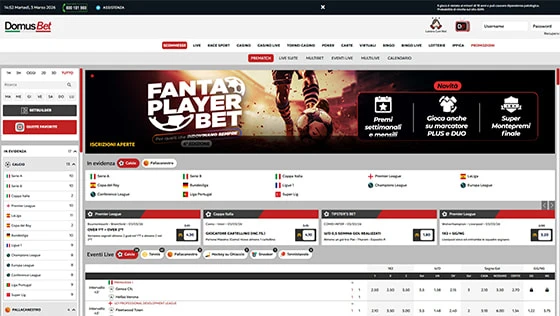 homepage scommesse di Domusbet