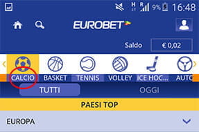 Scelta sport app eurobet