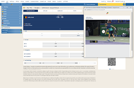 Un evento trasmesso in streaming sul sito di Eurobet