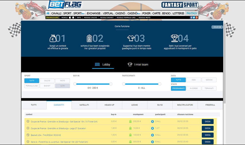 La pagina fantasy football di BetFlag