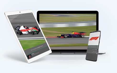 Un laptop, uno smartphone e un tablet connessi al sito di un bookmaker con la sezione live per la Formula 1