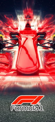 Una monoposto di Formula 1 e il logo della F1