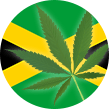 La bandiera della Giamaica e una foglia di marijuana
