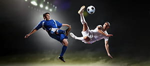 Giocatori di calcio cileno in azione