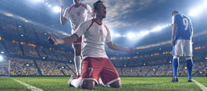 Giocatori di calcio marocchino in azione