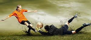 Giocatori di calcio ucraino in azione