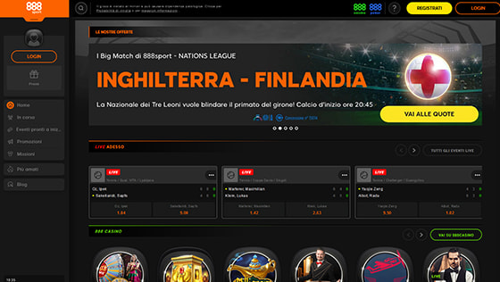 La pagina sport di 888sport