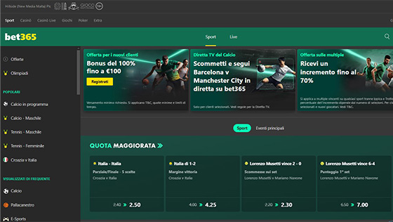La home page di Bet365