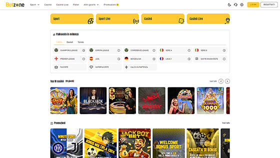 homepage scommesse di Betzone