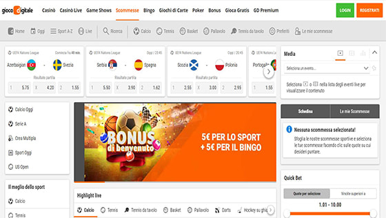homepage scommesse Gioco Digitale