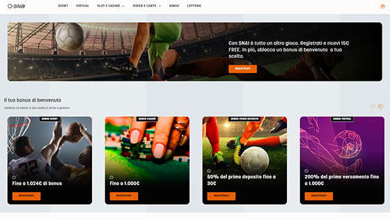 La home page di SNAI