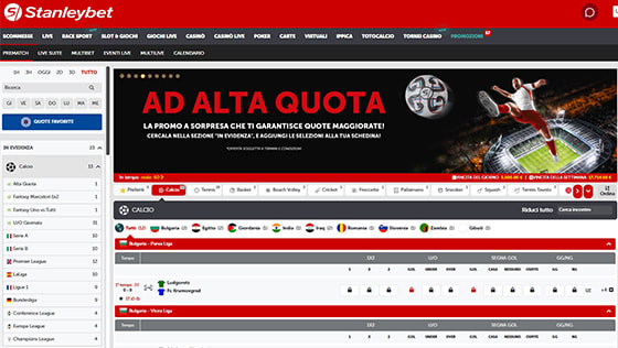 La home page di Stanleybet