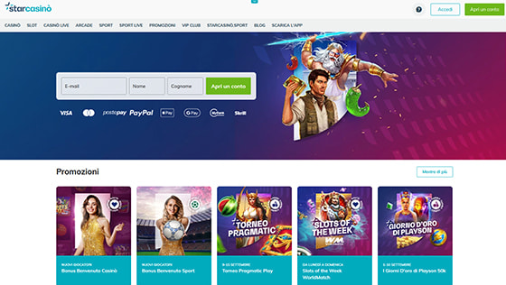 La home page di StarCasinò