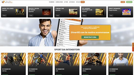 La home page di VinciTu