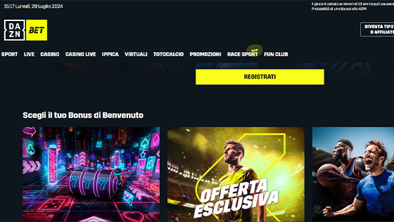 La home page di Daznbet