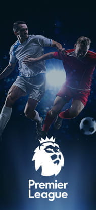 Alcuni giocatori durante una partita di calcio e il logo della Premier League