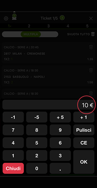 Cifra importo schedina