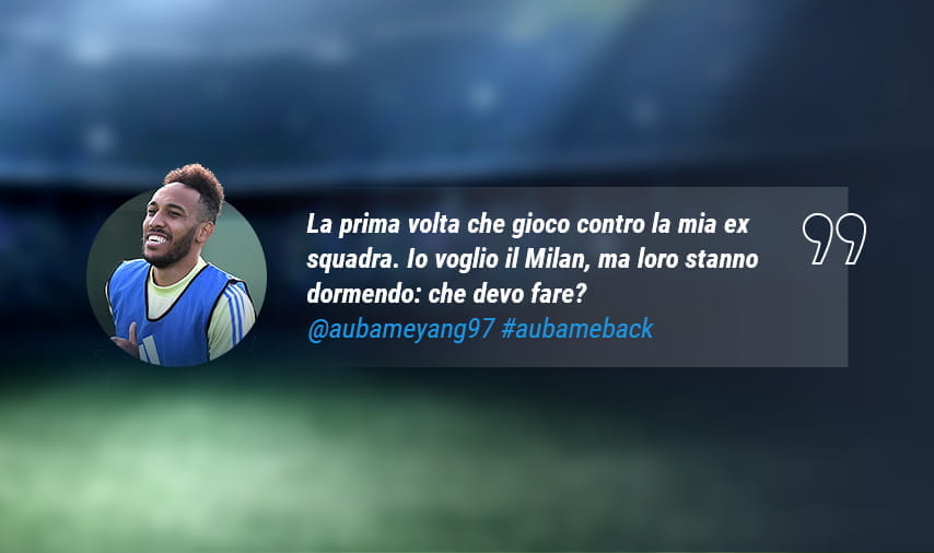 Il post del profilo Instagram di Aubameyang, che ritrae il calciatore con la maglia del Milan