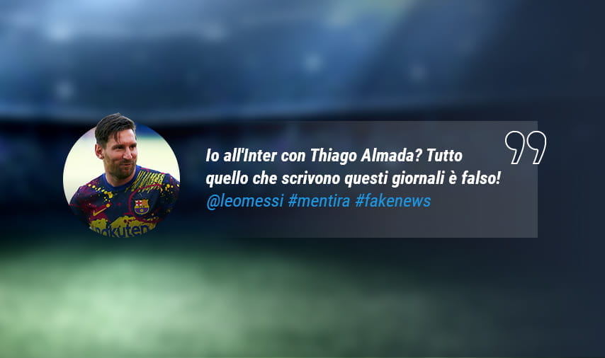 Il post del profilo Instagram di Leo Messi che smentisce un suo passaggio all'Inter