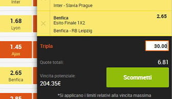La schedina scommesse di un bookmaker Kalibra