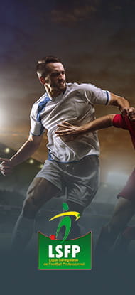Un calciatore in azione e il logo della Ligue 1 Senegal