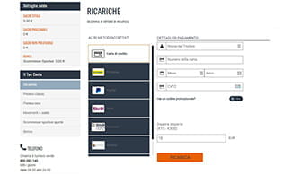 Il form per effettuare un deposito sulla piattaforma di un bookmaker online