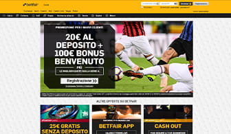 La home page di Betfair, da cui accedere alla propria area personale per procedere al deposito