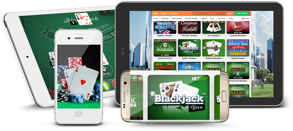 Alcuni dispositivi mobile aperti su casinò online blackjack