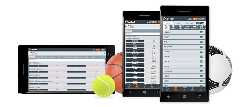 La migliore app di scommesse sul calcio Windows Phone con i dispositivi che mostrano la home page di snai