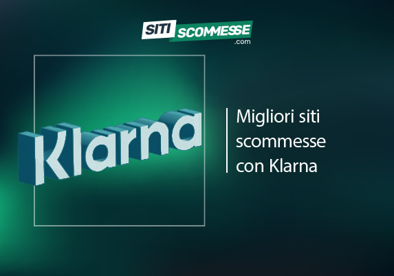 Il logo di sitiscommesse.com, la scritta Migliori siti scommesse con Klarna e il logo di Klarna