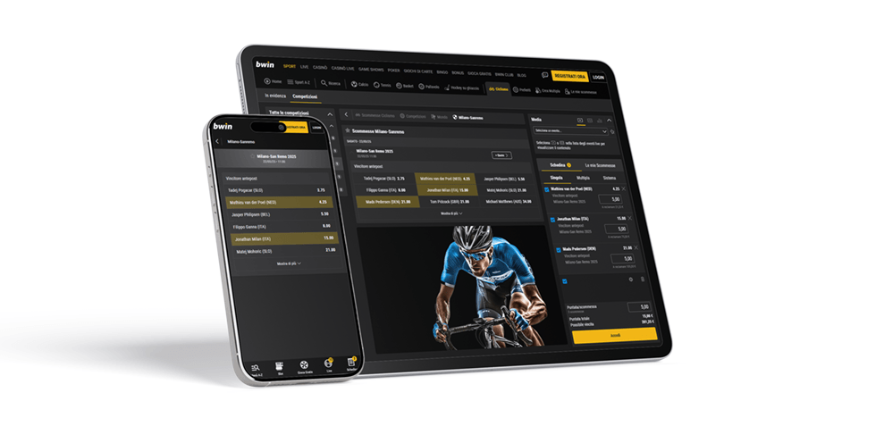 Smartphone e tablet con app bwin